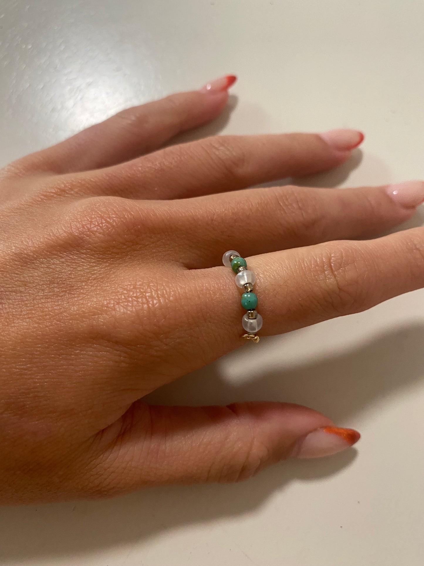 White and Turquoise Ring Size 4