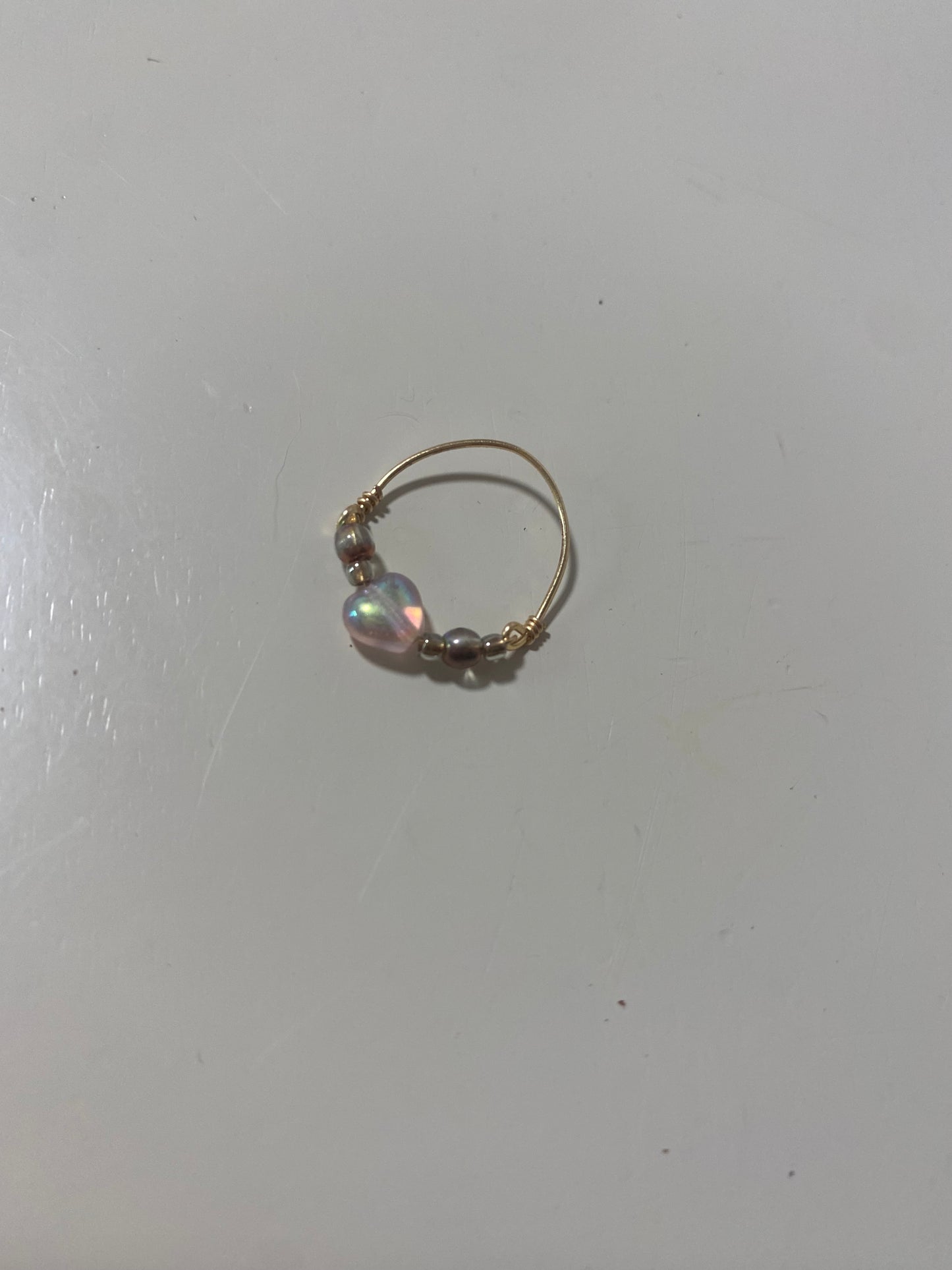 Pink Heart Gold Ring Size 3.5