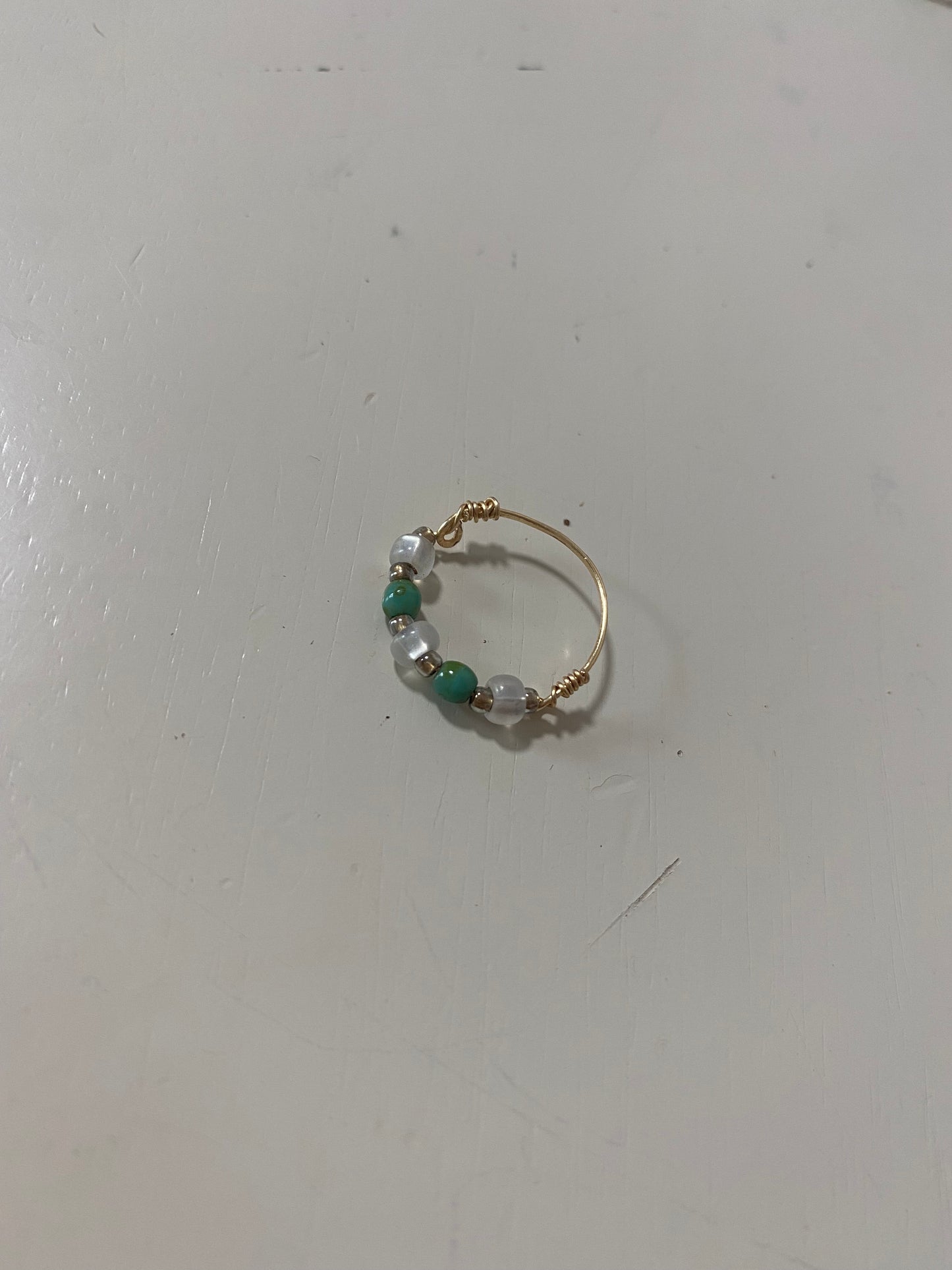 White and Turquoise Ring Size 4