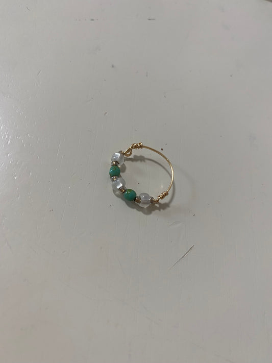 White and Turquoise Ring Size 4