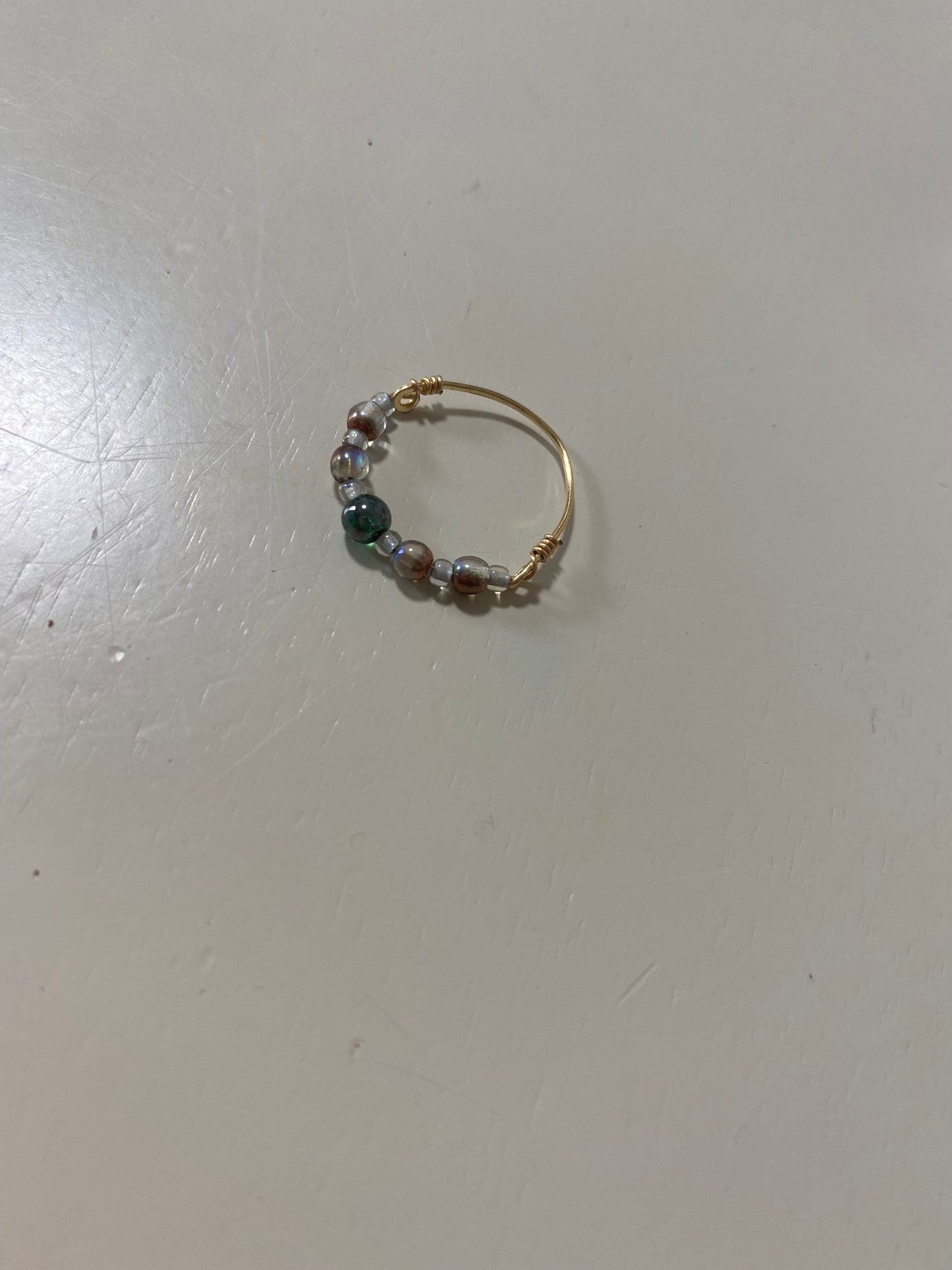 Green and Opal Gold Ring Size 4.5